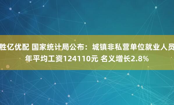 胜亿优配 国家统计局公布：城镇非私营单位就业人员年平均工资124110元 名义增长2.8%